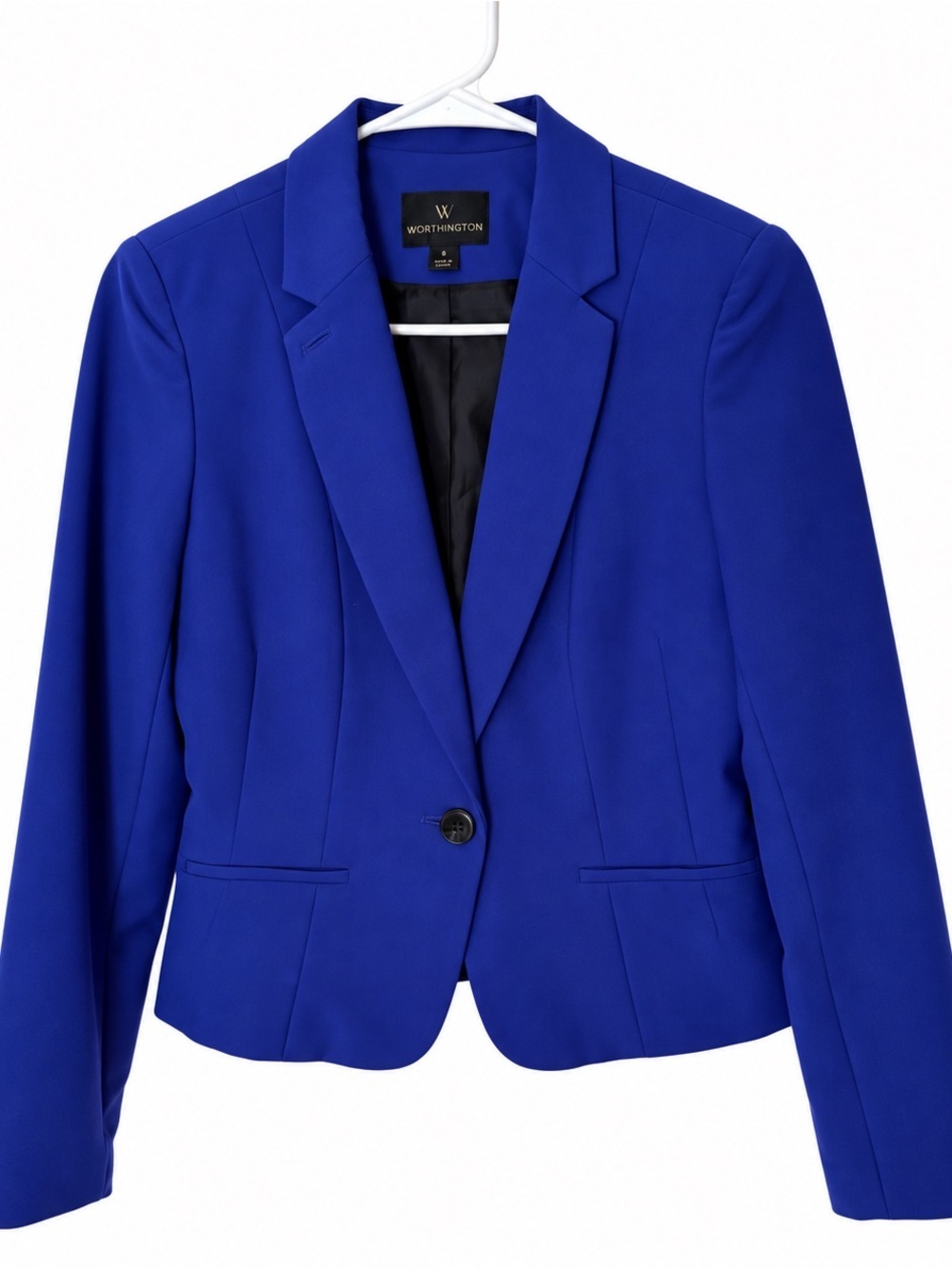 Worthington Women’s Small Cobalt Blue One Button Blazer Career Workwear
